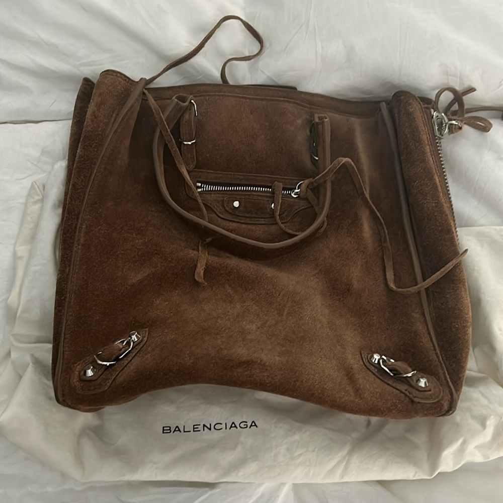Brown suede Balenciaga bag